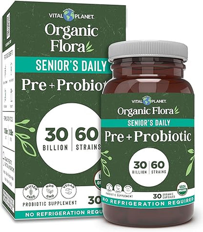 Organic Flora Senior Daily Pre & Probiotic Capsules by Vital Planet