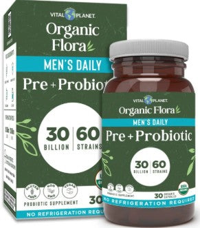 Organic Flora Men's Daily Pre & Probiotic Capsules by Vital Planet