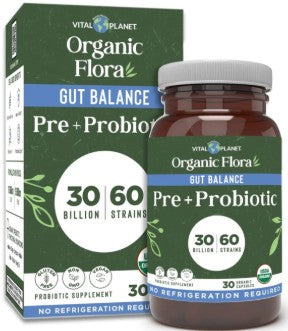Organic Flora Gut Balance Pre & Probiotic Capsules by Vital Planet