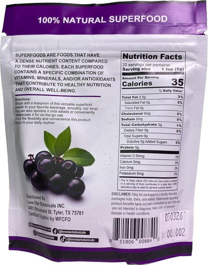 Organic Acai Berry Powder by Lone Star Botanicals
