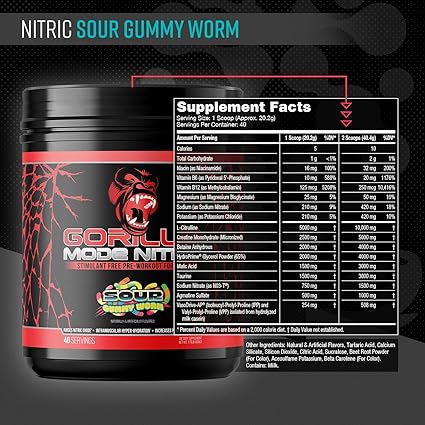 Gorilla Mode Nitric Sour Gummy Worm by Gorilla Mind