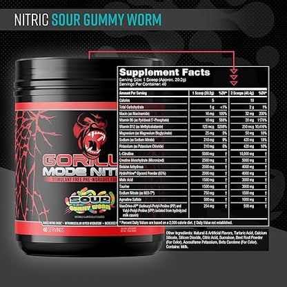 Gorilla Mode Nitric Sour Gummy Worm by Gorilla Mind
