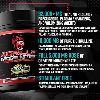 Gorilla Mode Nitric Sour Gummy Worm by Gorilla Mind