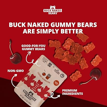 Cherry Kombucha Gummy Bears by Buck Naked Bears