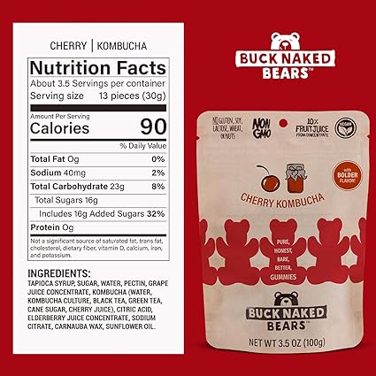 Cherry Kombucha Gummy Bears by Buck Naked Bears