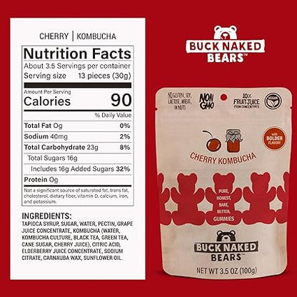 Cherry Kombucha Gummy Bears by Buck Naked Bears