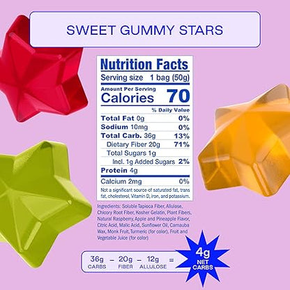 Raspberry Pineapple Apple Gummy Stars Candy by Behave Foods