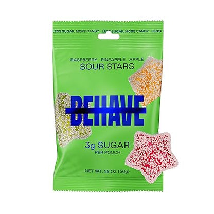 Raspberry Pineapple Apple Sour Stars Gummy Candy by Behave Foods