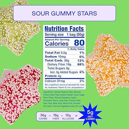 Raspberry Pineapple Apple Sour Stars Gummy Candy by Behave Foods