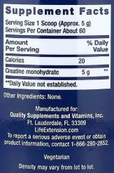 Unflavored Creatine Monohydrate Powder by Life Extension