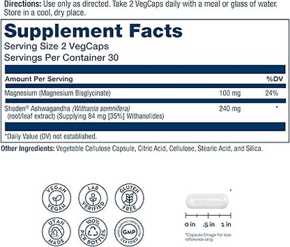 StressMag Magnesium Glycinate & Ashwagandha Capsules by Solaray