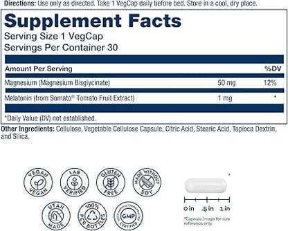 SleepMag Magnesium & Plant Melatonin Capsules by Solaray