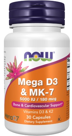 Mega Vitamin D3 + MK7 Capsules by Now Foods