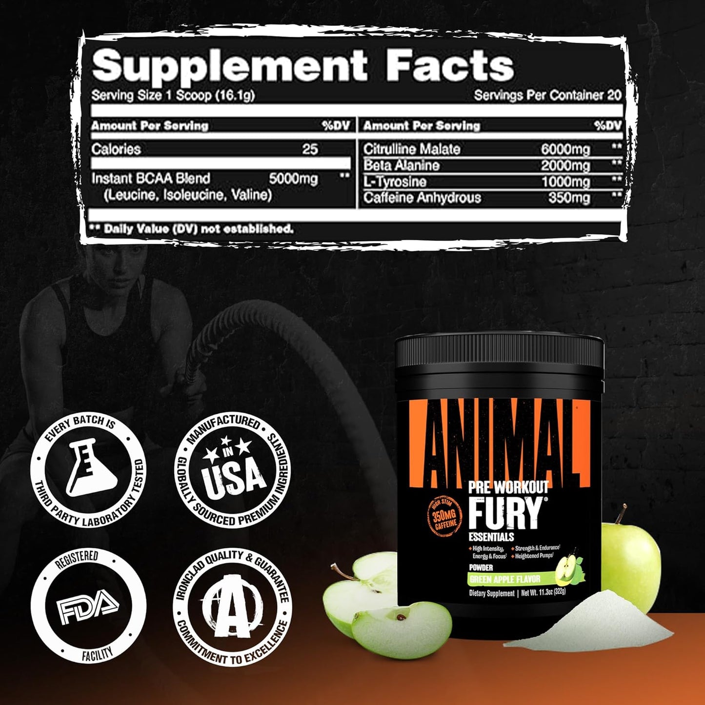 Animal Fury PreWorkout Green Apple by Universal