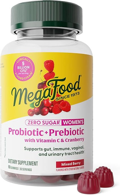 Women's Probiotic + Prebiotic Sugar Free Berry Gummies by MegaFood
