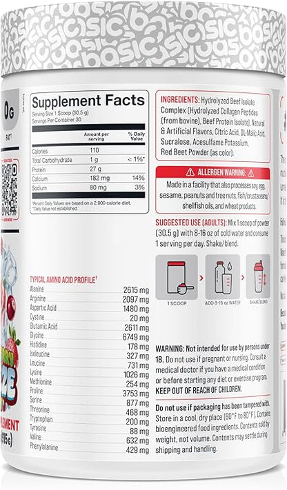 Beef Isolate Clear Protein Strawberry Breeze by Basic Supplements