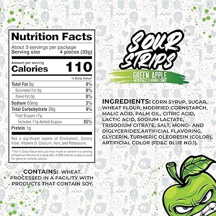 Sour Green Apple Candy Belts by Sour Strips