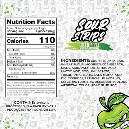 Sour Green Apple Candy Belts by Sour Strips