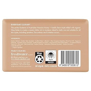 Manuka Honey Vanilla Bean Bar Soap by Freshwater Farm