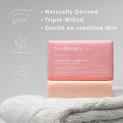Rosewater Pink Clay Bar Soap by Freshwater Farm