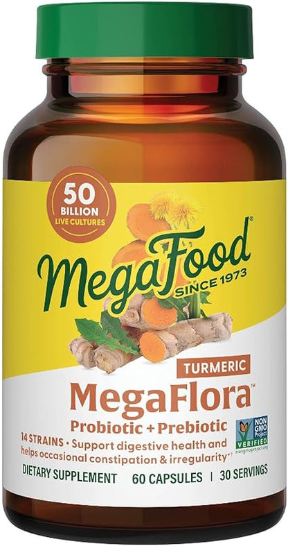 MegaFlora Pre + Probiotic + Turmeric Capsules by MegaFood