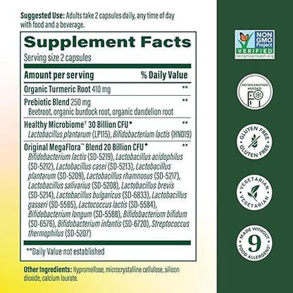 MegaFlora Pre + Probiotic + Turmeric Capsules by MegaFood