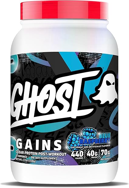 Clear Gains Protein + Post Workout Blue Raspberry by Ghost