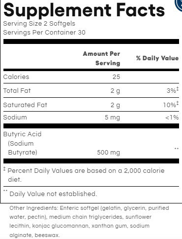 Sodium Butyrate Postbiotic Softgels by Natural Factors
