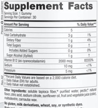 Sugar Free B12 2000mcg Passionfruit Guava Gummies by Nordic Naturals