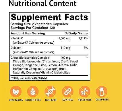 Ester C 500mg Capsules by American Health