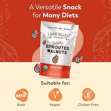 Organic Sprouted Raw Unsalted Walnuts by Lark Ellen Farm