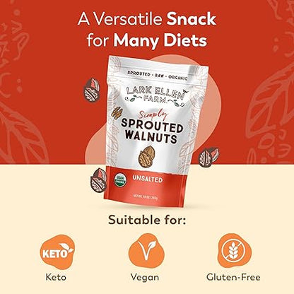 Organic Sprouted Raw Unsalted Walnuts by Lark Ellen Farm