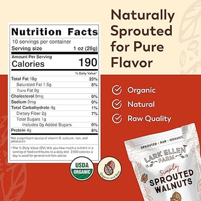 Organic Sprouted Raw Unsalted Walnuts by Lark Ellen Farm