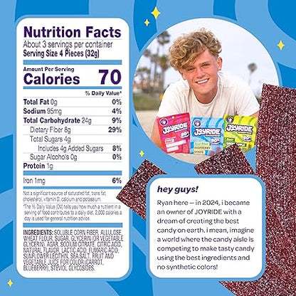 Sour Blue Raspberry Gummy Strips by Joyride