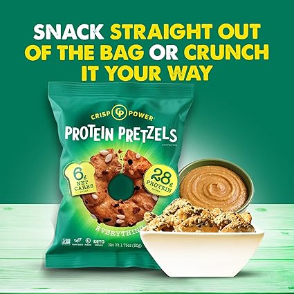 Protein Pretzels Everything Seasoned by Crisp Power