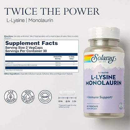 L-Lysine & Monolaurin Capsules by Solaray