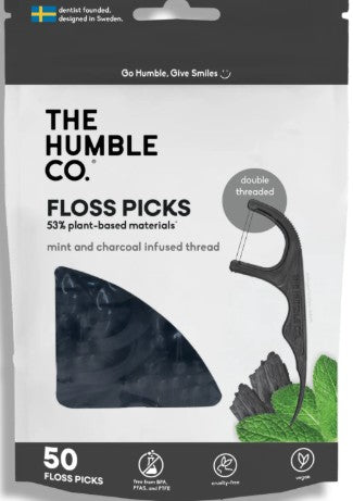 Floss Picks with Charcoal by The Humble Co