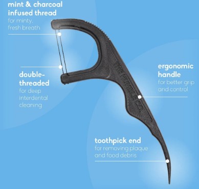 Floss Picks with Charcoal by The Humble Co