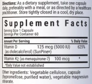 Vegan Vitamin D3 & K2 Veg Capsules by Bluebonnet