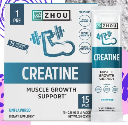 Creatine Unflavored Powder Packets by Zhou