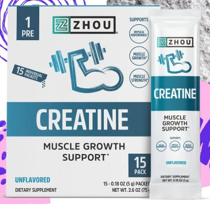 Creatine Unflavored Powder Packets by Zhou