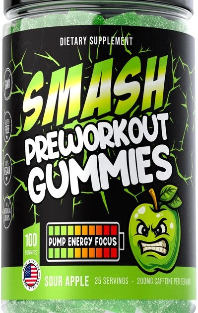 PreWorkout Sour Apple Gummies by Smash Fitness