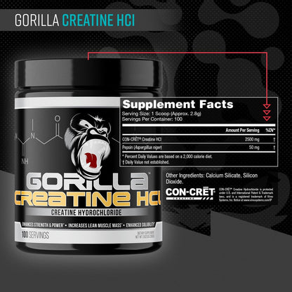 Creatine HCL Unflavored Powder by Gorilla Mind