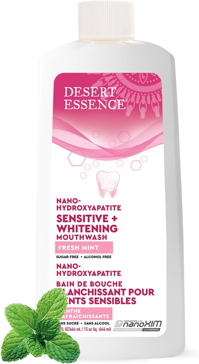 Nano-Hydroxyapatite Sensitive+ Whitening Fresh Mint Mouthwash by Desert Essence