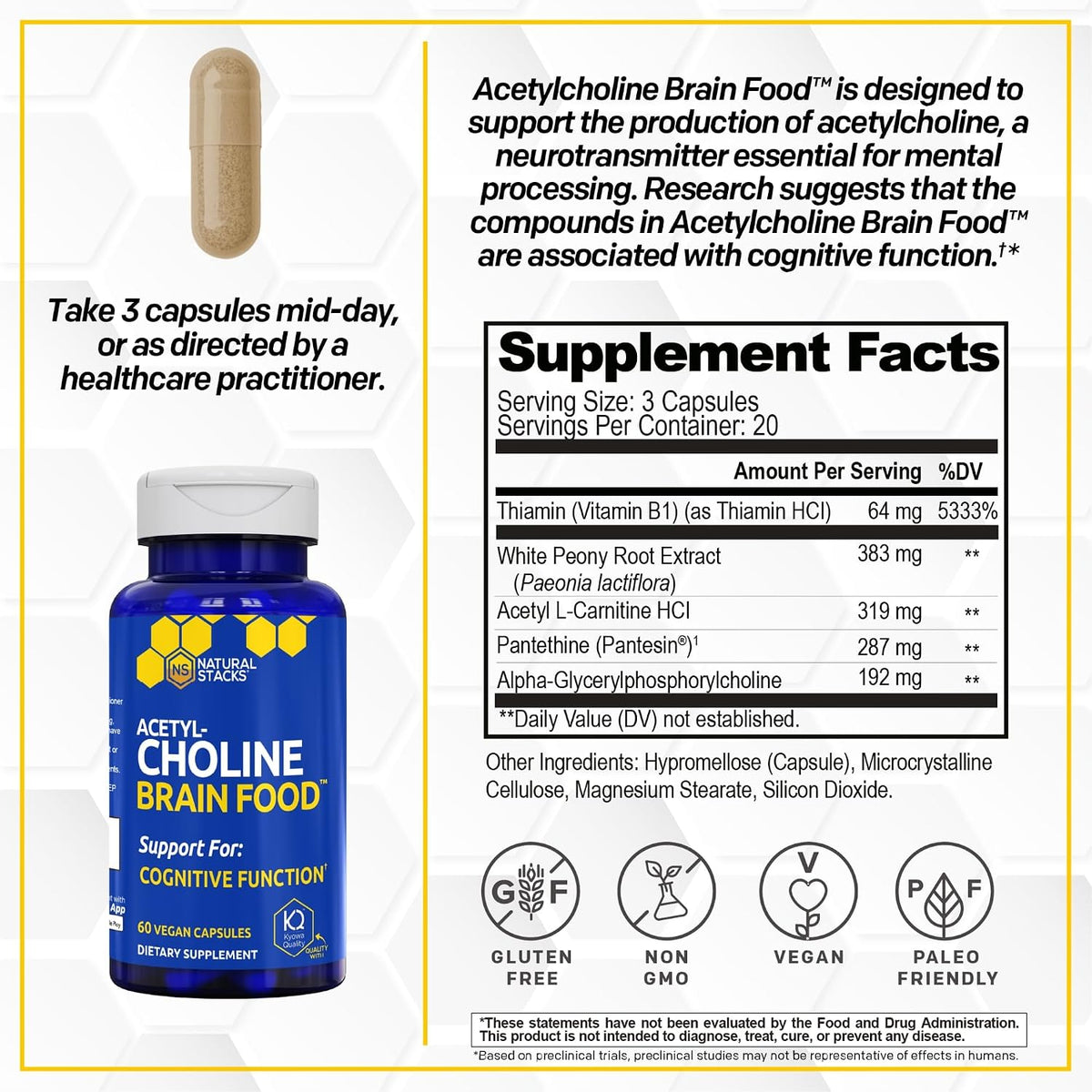 Acetyl-Choline Brain Food Capsules by Natural Stacks