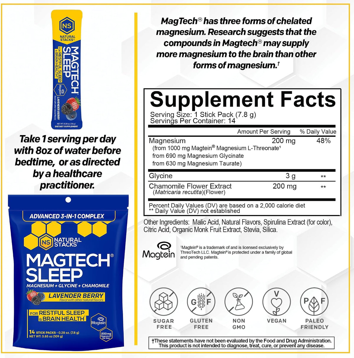 MagTech Sleep Lavender Berry Powder Packets by Natural Stacks