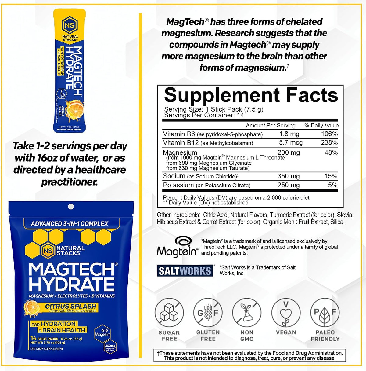 MagTech Hydrate Citrus Splash Powder Packets by Natural Stacks