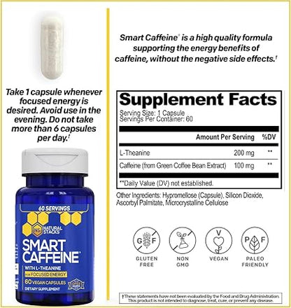 Smart Caffeine+ Theanine Capsules by Natural Stacks