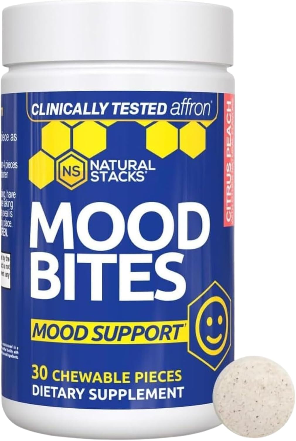 Mood Bites Chewable Citrus Peach Tablets by Natural Stacks