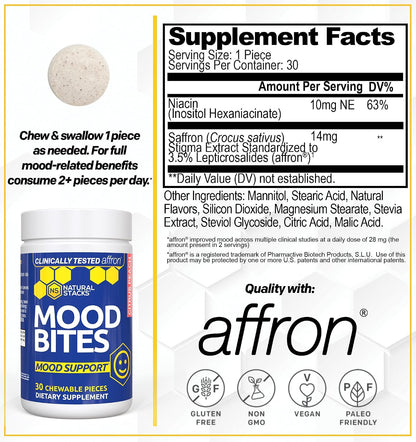 Mood Bites Chewable Citrus Peach Tablets by Natural Stacks